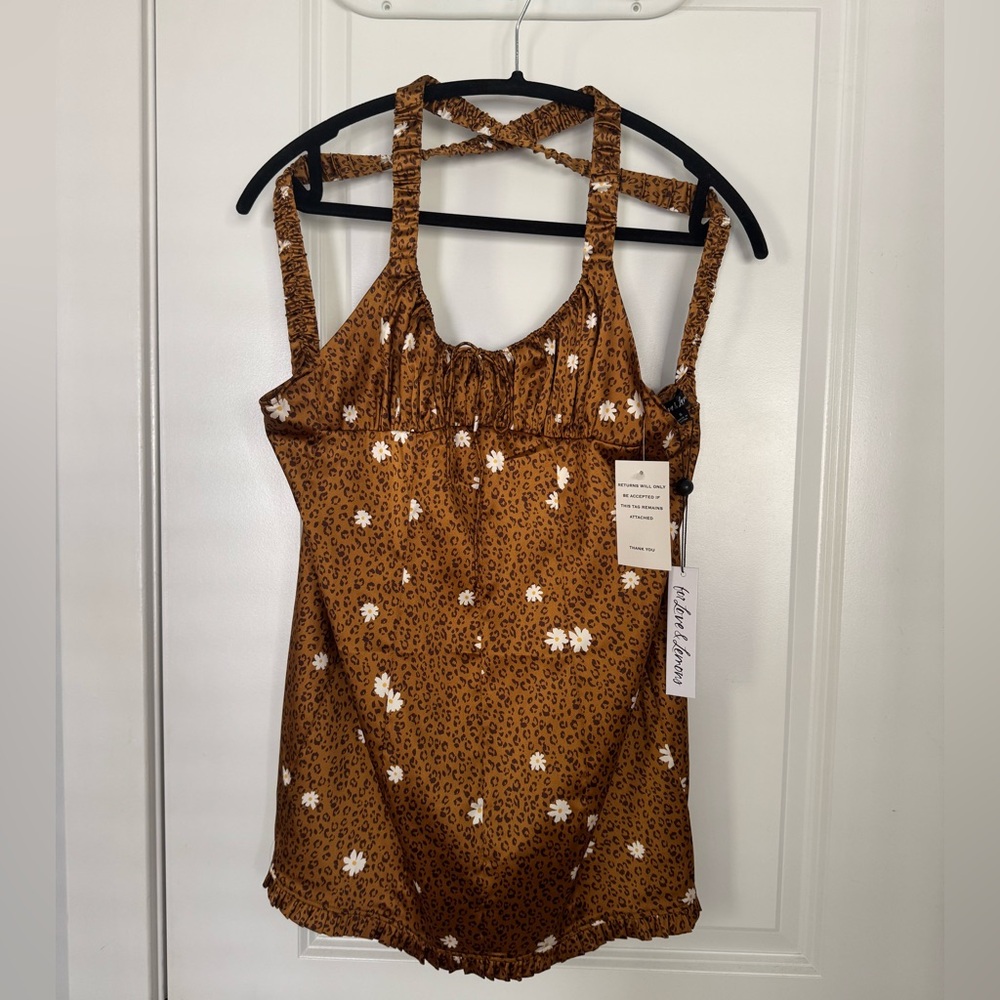 For Love And Lemons Brown Floral Mini Dress